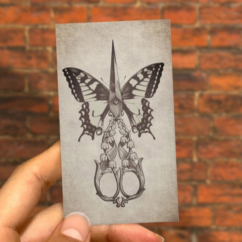 Hair Stylist Antique Scissor  Butterfly Vintage Business Card