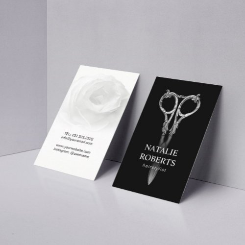 Hair Stylist Antique Scissor  Rose Beauty Salon Business Card