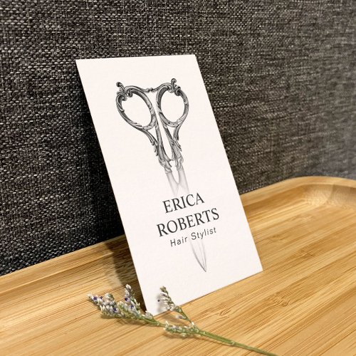 Hair Stylist Antique Scissor  Rose Beauty Salon Business Card