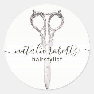 Hair Stylist Antique Scissor Vintage Salon Classic Round Sticker