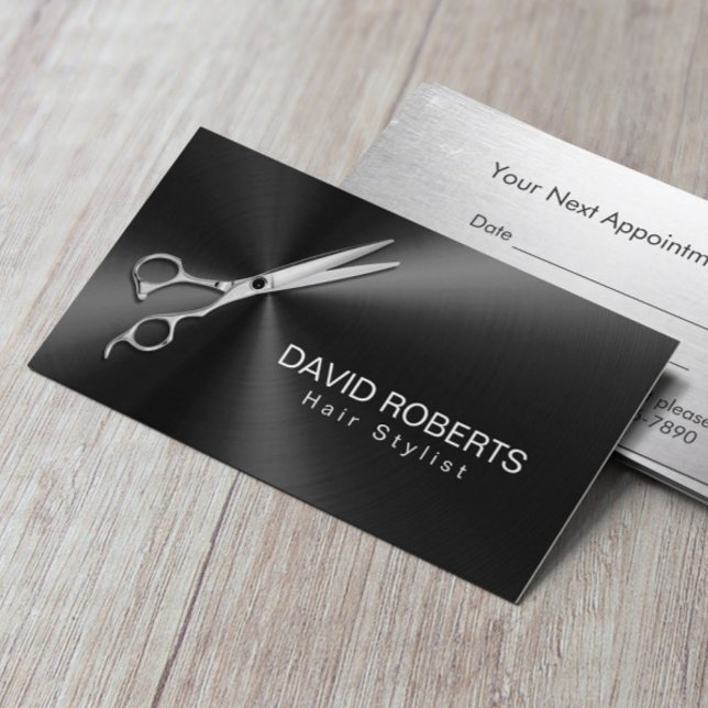 Hair Stylist Appointment Modern Black Metallic (Creator Uploaded)