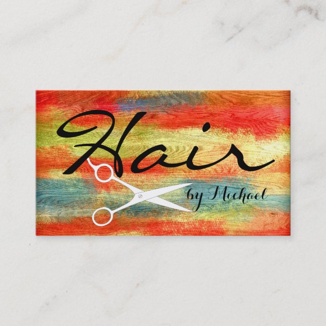 Hair Stylist Appointment Modern Colorful Wood #3 (Front)