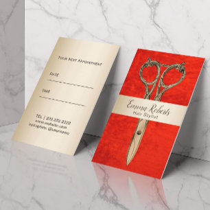 Hair Stylist Appointment Modern Gold & Red Salon
