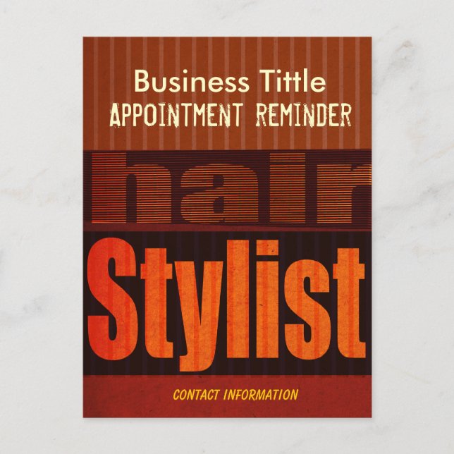 Hair Stylist Appointment Reminder Typography Postcard (Front)