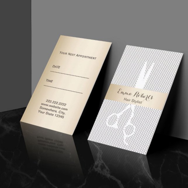 Hair Stylist Appointment Simple Lace Gold Striped (Creator Uploaded)