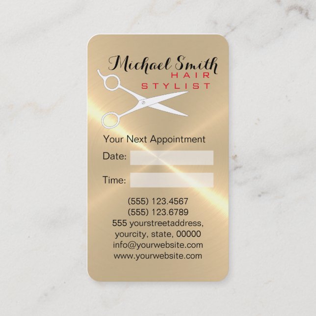 Hair Stylist Appointment Stainless Steel Metal #3 (Back)