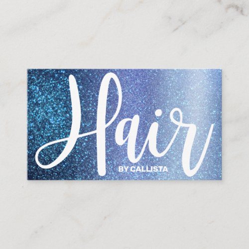 Hair Stylist Aqua Baby Blue Triple Glitter Ombre Business Card