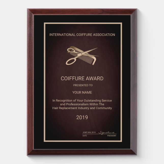 Hair Stylist Award Plaque (Vertical)
