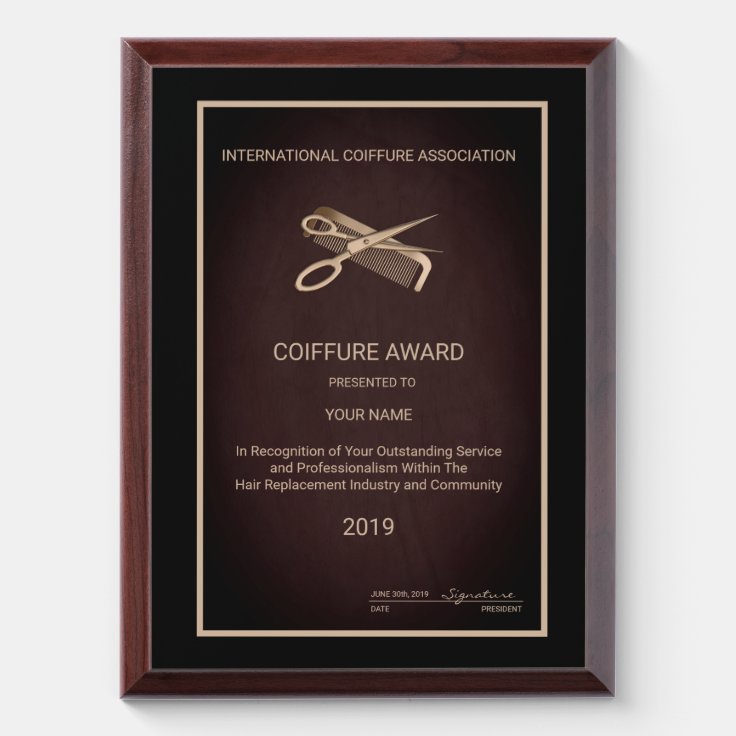 Hair Stylist Award Plaque Zazzle