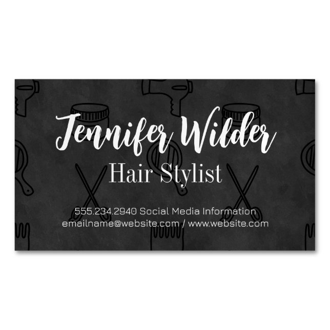 Hair Stylist Background Business Card Magnet (Front)