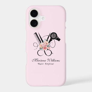 hair stylist barber floral Scissors beauty pink iPhone 17 Case