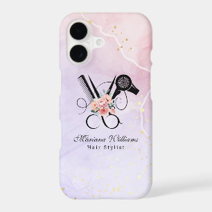 hair stylist barber floral Scissors beauty purple iPhone 17 Case