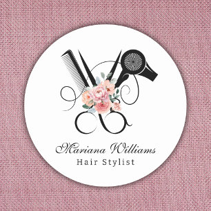 hair stylist barber floral Scissors beauty salon  Name Tag