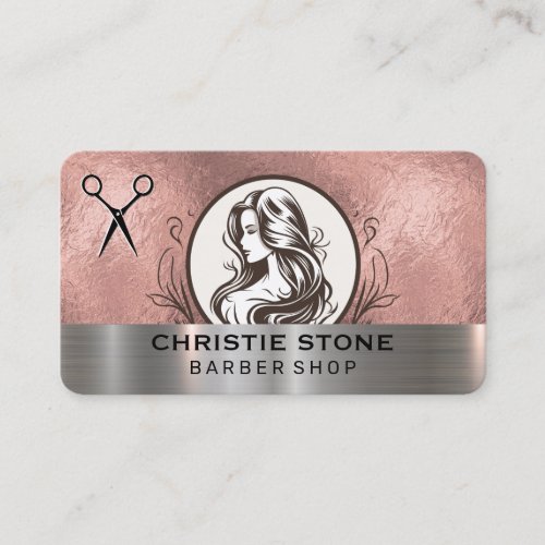 Hair Stylist | Barber | Metallic | Rose Business Card