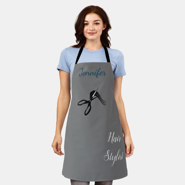 Hair Stylist Barber Scissors Fashion Custom Name Apron (Worn)