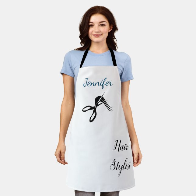 Hair Stylist Barber Scissors Fashion Custom Name Apron (Worn)