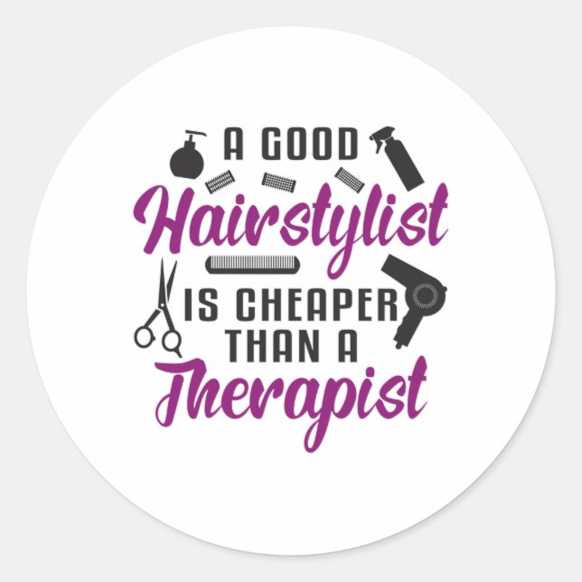 Hair Stylist Barber Scissors Therapy Gift Idea Classic Round Sticker (Front)