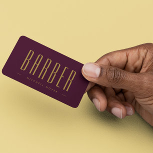 Hair Stylist Barber Shop Burgundy And Gold Simple Business Card