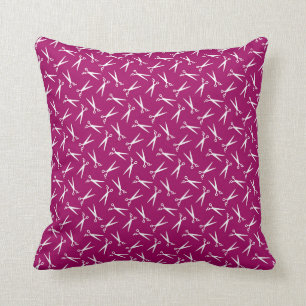 Hair Stylist Barber Shop Scissor Pattern Magenta Throw Pillow
