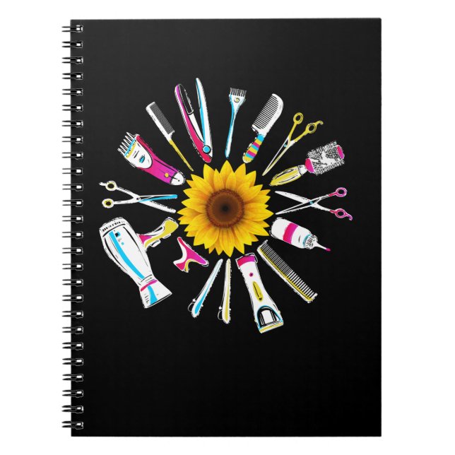 Hair Stylist Barber Tools Floral Notebook (Front)