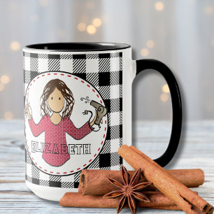 Hair Stylist Beautician Christmas Plaid Thank You Mug