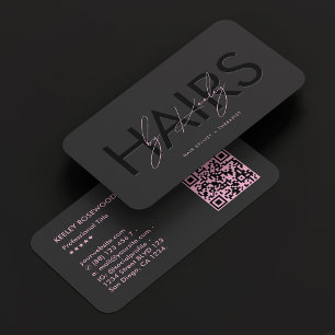 Hair Stylist Beauty Aesthetic Black Pink Therapist Business Card