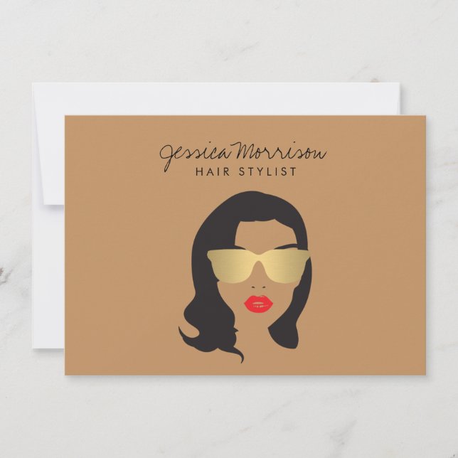 Hair Stylist Beauty Girl Tan/Brown Gift Card (Front)