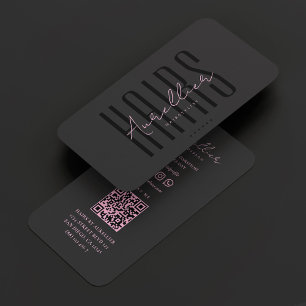 Hair Stylist Beauty Salon Aesthetic Black Pink Business Card