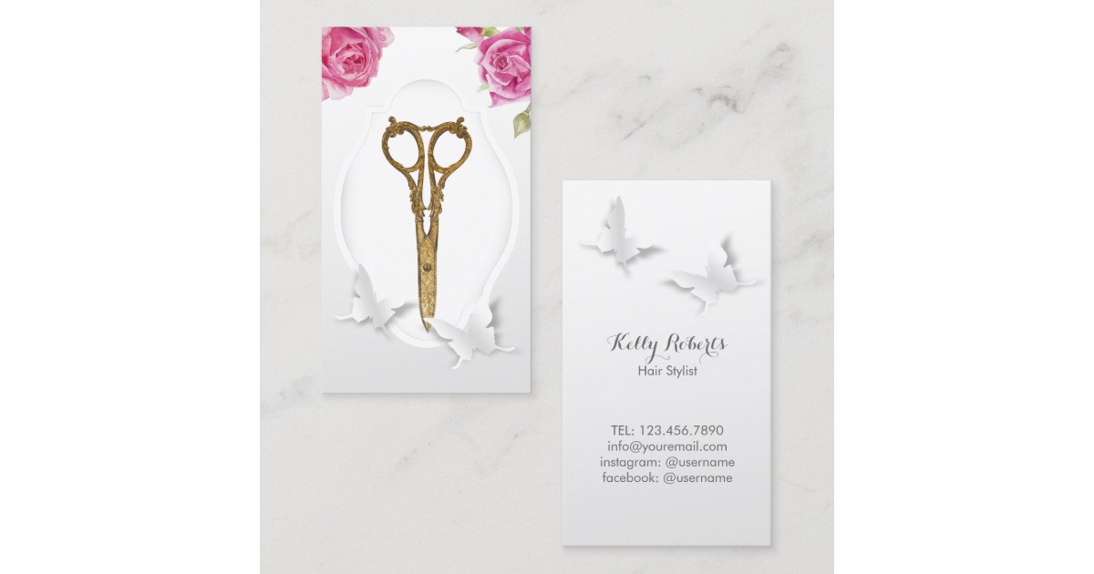 Hair Stylist Beauty Salon Butterflies Flowers Business Card