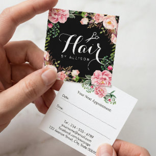 Hair Stylist Beauty Salon Chic Floral Appointment Card