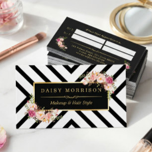 Hair Stylist Beauty Salon Gold Floral Appointment Card