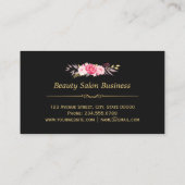Hair Stylist Beauty Salon Gold Frame Pink Floral Business Card (Back)