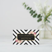 Hair Stylist Beauty Salon Gold Frame Pink Floral Business Card (Standing Front)