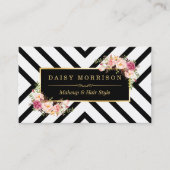 Hair Stylist Beauty Salon Gold Frame Pink Floral Business Card (Front)