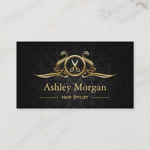 Hair Stylist Beauty Salon Gold Luxury Scissors Business Card