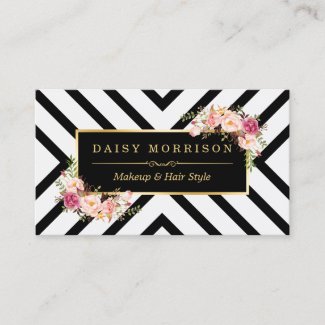 Hair Stylist Beauty Salon Gold Vintage Floral Business Card