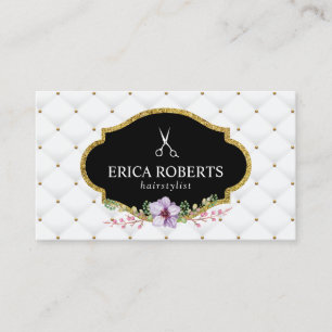 Hair Stylist Beauty Salon Luxury Quilted Floral Business Card