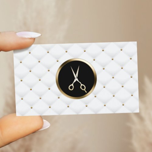 Hair Stylist Beauty Salon Modern Gold Scissor Business Card
