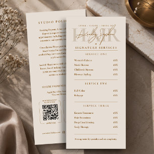 Hair Stylist Beauty Salon Sand Price List QR Codes Menu