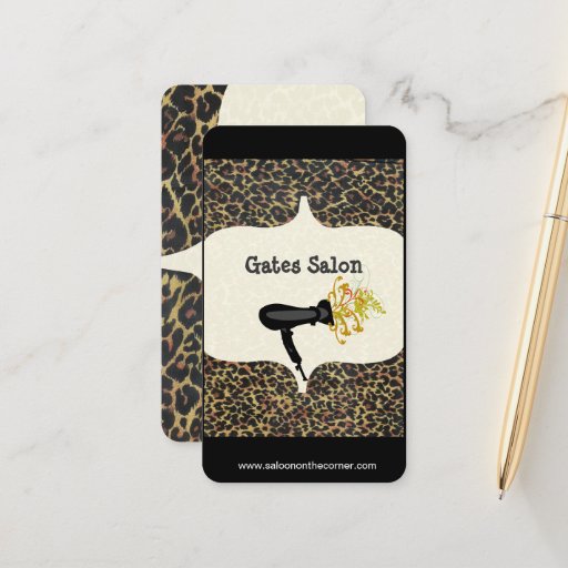 Customizable Salon Spa Leopard Print Business Card Template