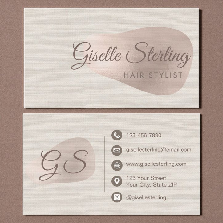 Hair Stylist Beige Linen Abstract Beauty Business Card
