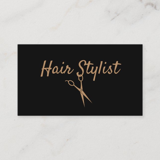 Hair Stylist - Black and Gold Scissors Business Card (Front)