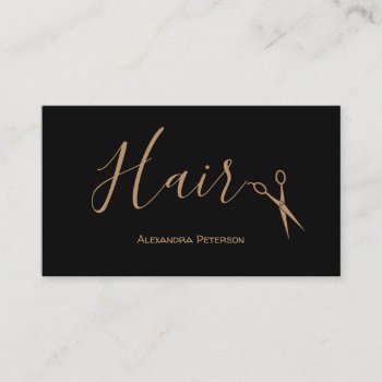 Hair Stylist - Black And Gold Scissors Business Card by Frankipeti at Zazzle