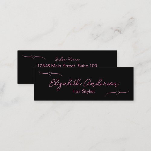 Hair Stylist Black and Pink Handwritten Script Calling Card