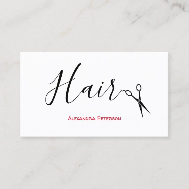 Hair Stylist - Black and Red Business Card (Front)