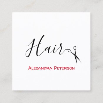 Hair Stylist - Black And Red Square Business Card by Frankipeti at Zazzle