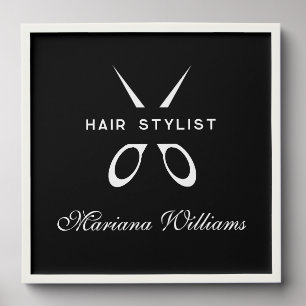 hair stylist ,black and white business sign peel and stick photo tile