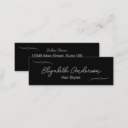 Hair Stylist Black and White Handwritten Script Calling Card