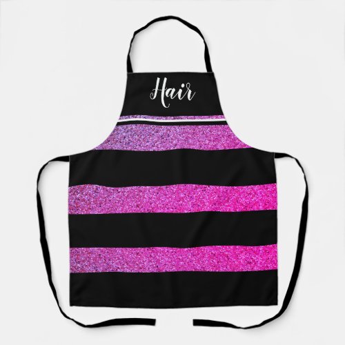 Hair Stylist Black Pink Purple Glitter Stylish Apron