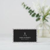 Hair Stylist Black & White Leopard Print Modern Business Card (Standing Front)